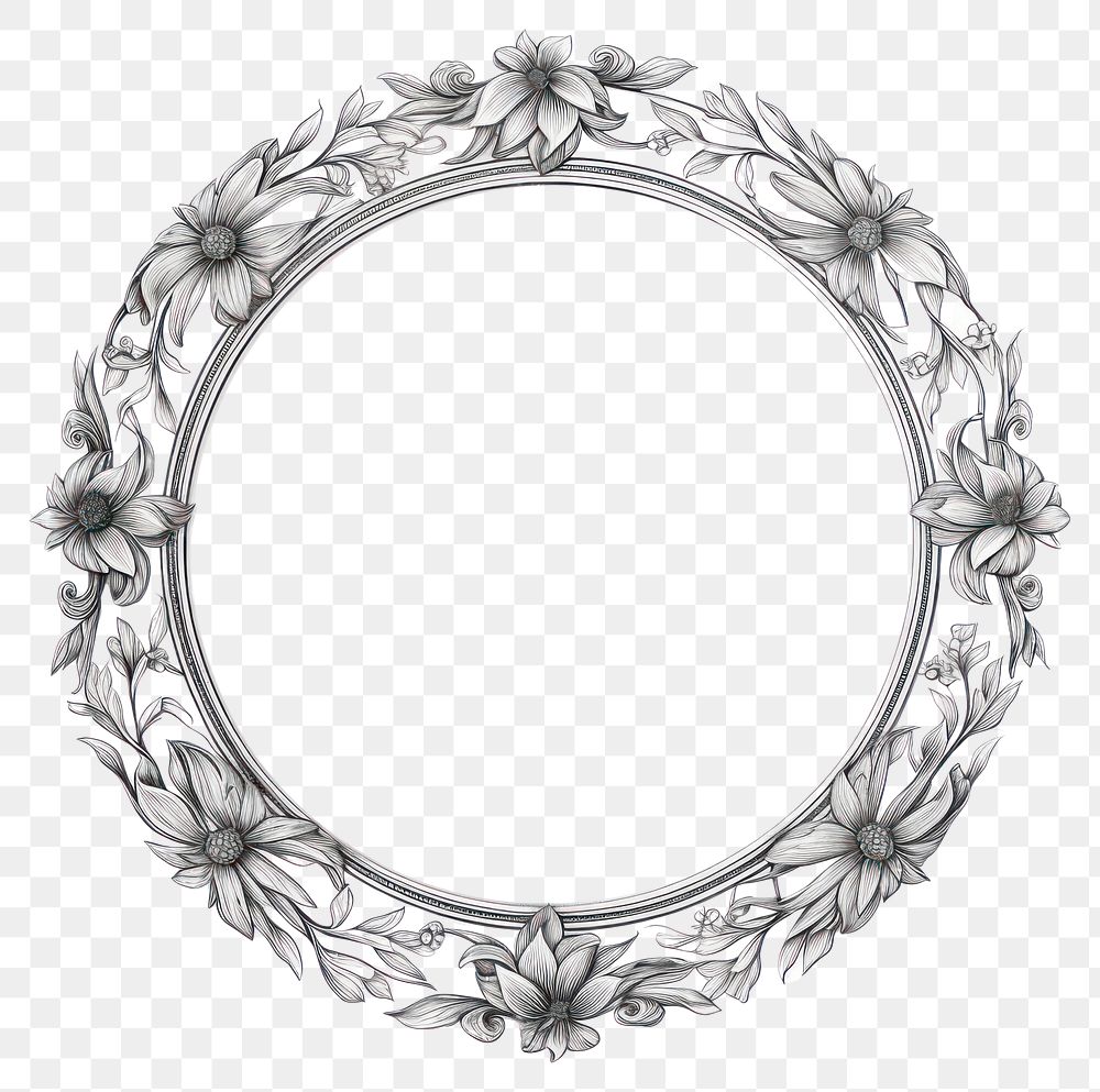PNG Circle frame with Chinese traditional pattern jewelry locket sketch.