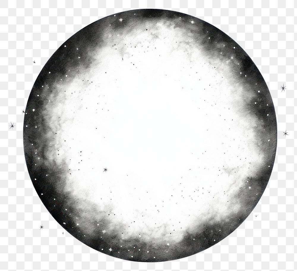 PNG Circle frame with galaxy astronomy drawing sketch.