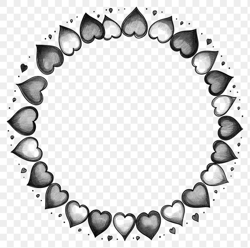 PNG Circle frame with hearts necklace jewelry white background.
