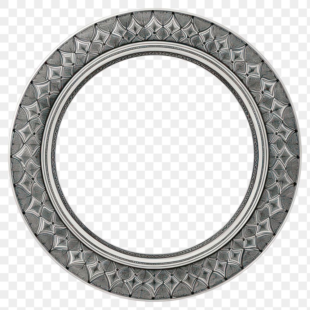 PNG Circle frame with Islamic pattern jewelry silver 