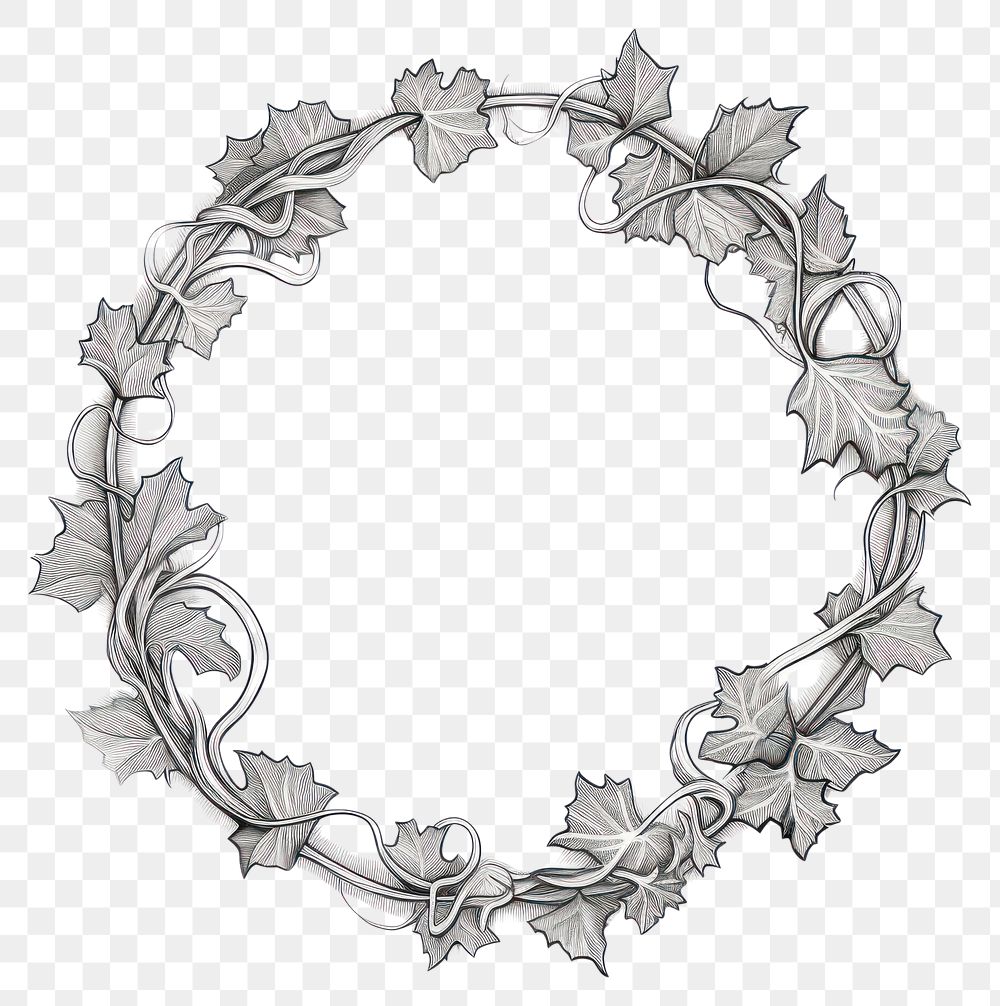 PNG Circle frame with ivy jewelry drawing sketch.