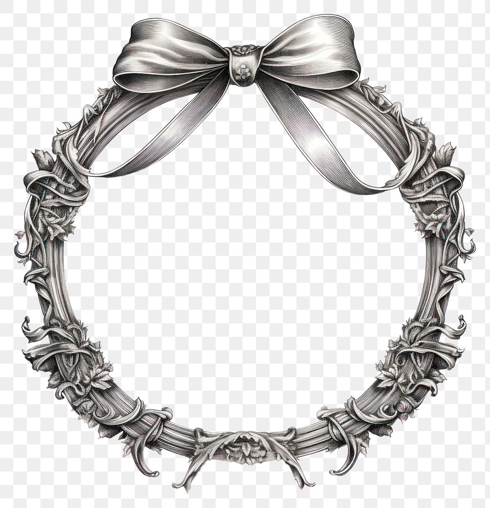 PNG Circle frame with ribbon jewelry white background celebration.