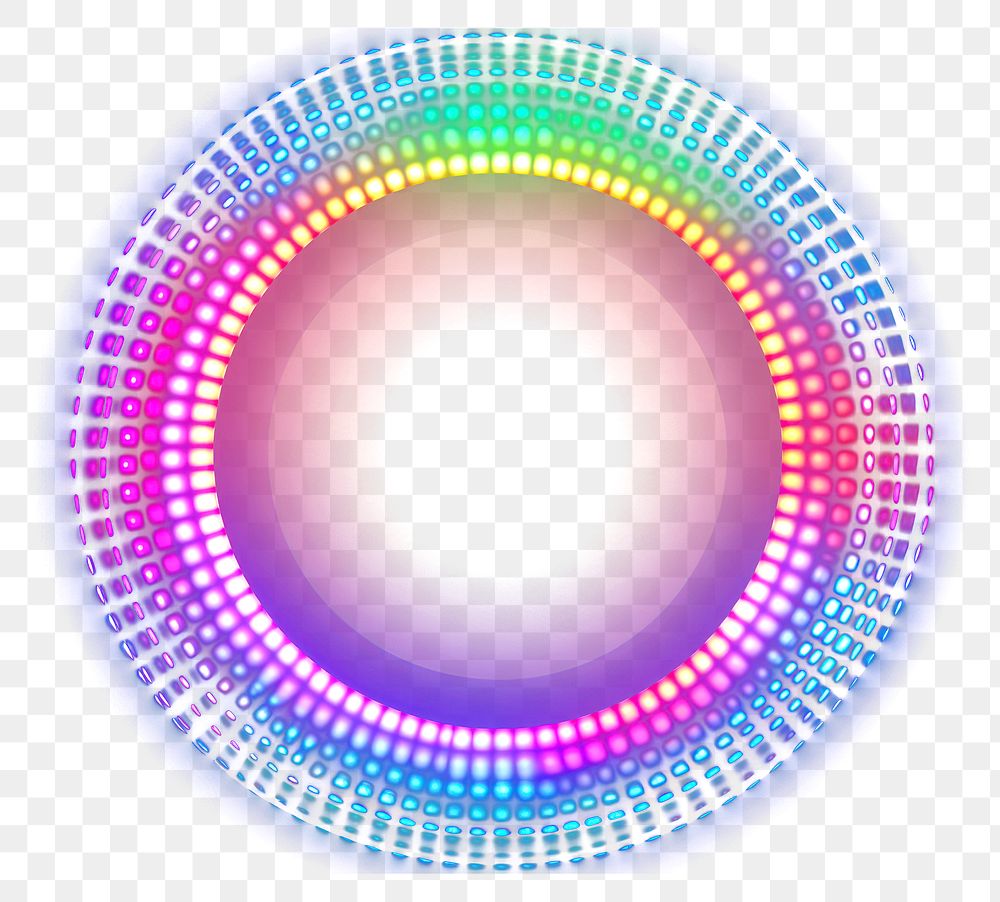 PNG Neon circle technology light effect halftone.