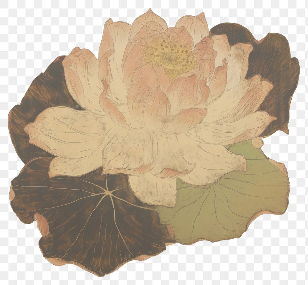 PNG  Illustratio the 1970s of lotus painting flower petal.