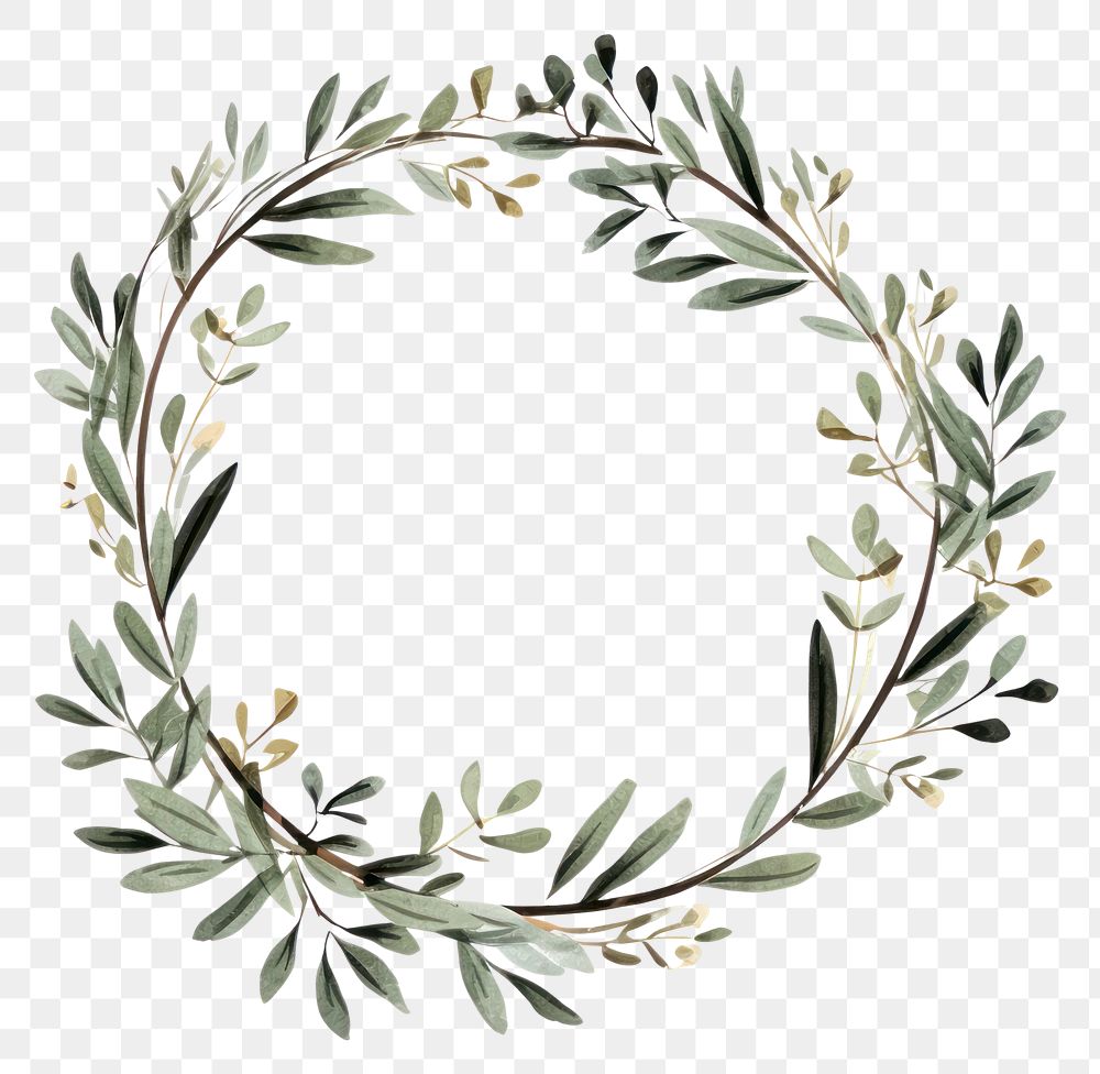 PNG Illustration olive branch hand drawn wreath.