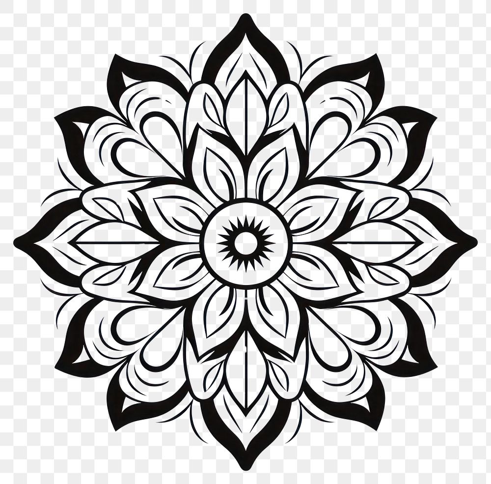 PNG Mandala pattern flower white. AI generated Image by rawpixel.