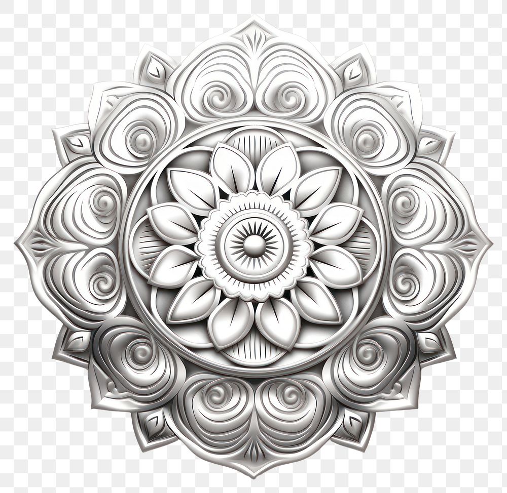 PNG  Pattern silver Mandala drawing. AI generated Image by rawpixel.
