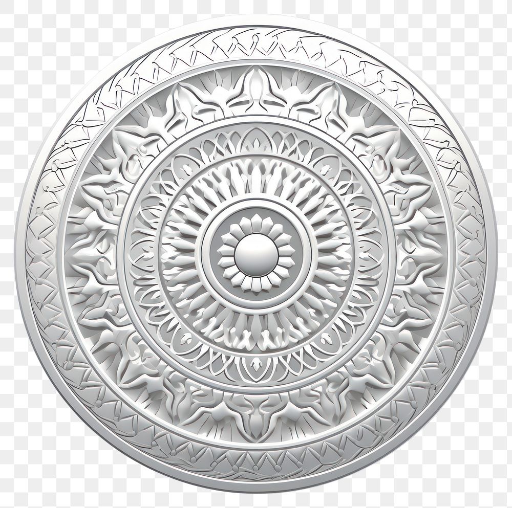 PNG  Silver pattern Mandala currency. AI generated Image by rawpixel.