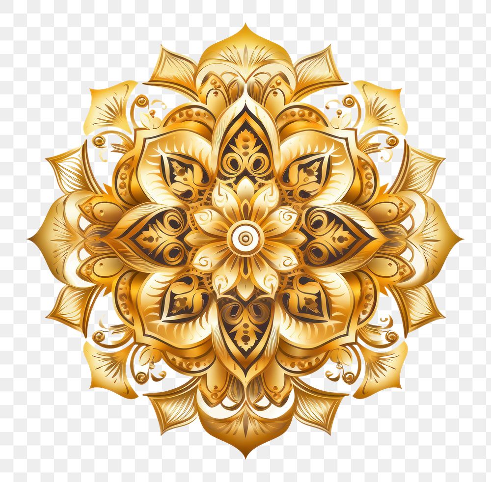 PNG Pattern gold Mandala brooch. AI generated Image by rawpixel.