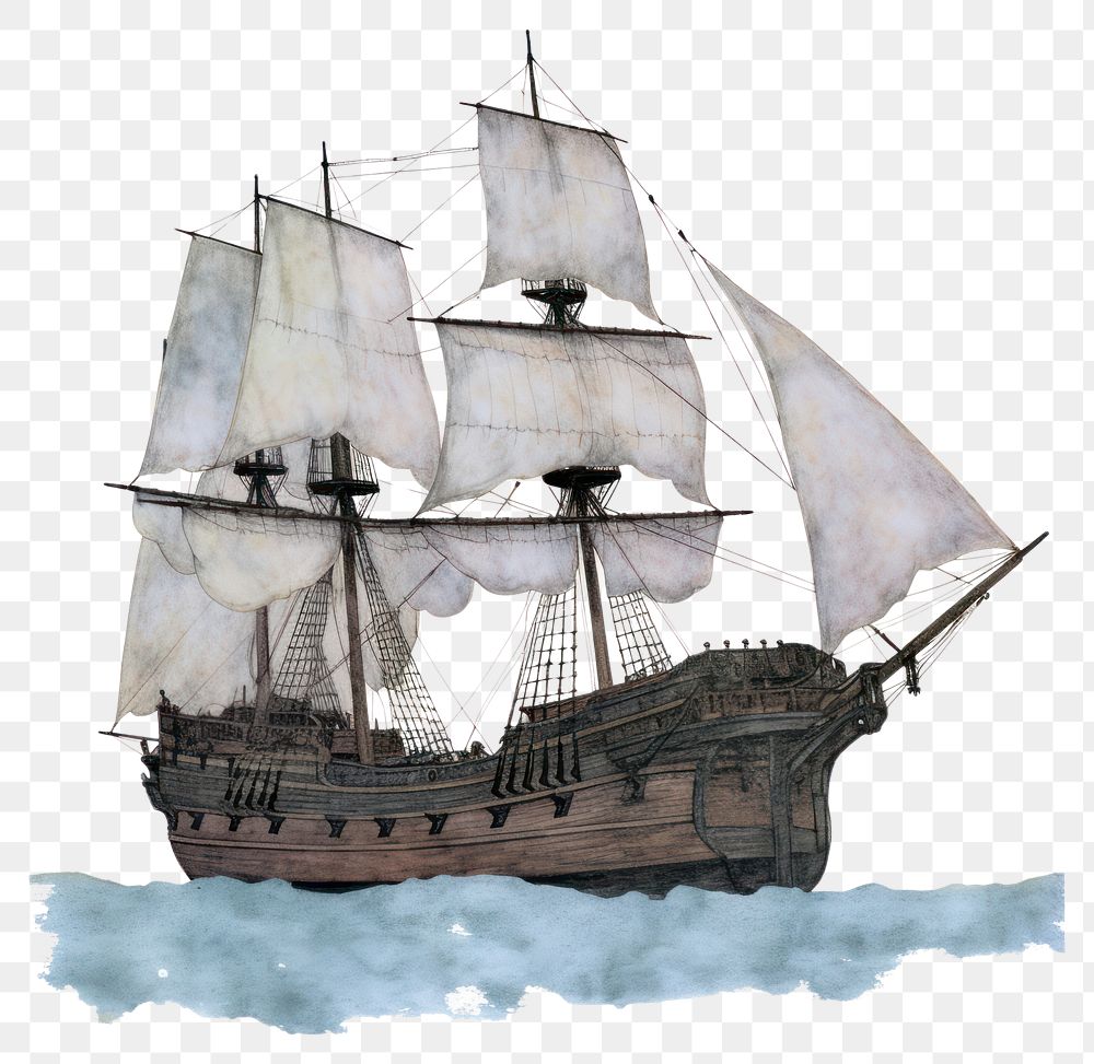 PNG Illustration of a ship sailboat vehicle sketch.