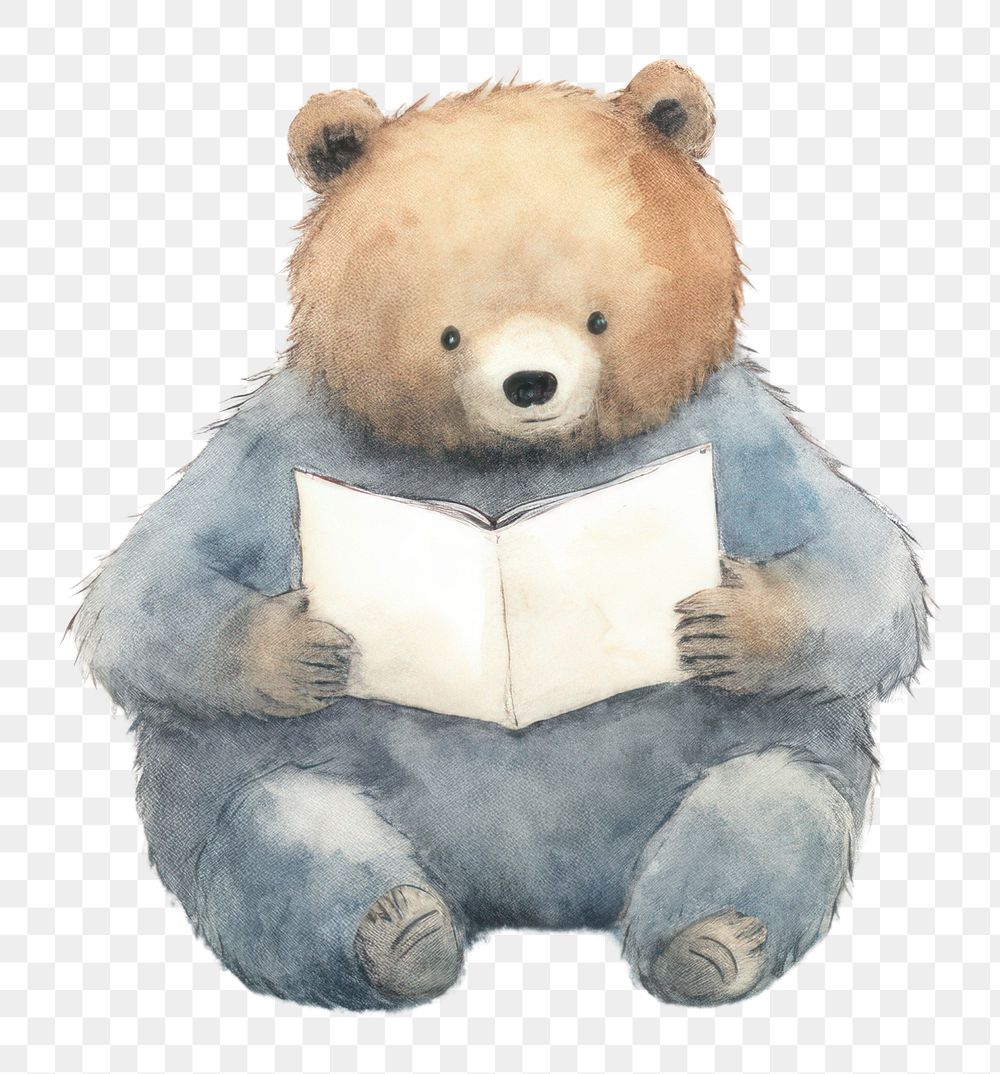 PNG  Bear children book illustration watercolor. AI generated Image by rawpixel.