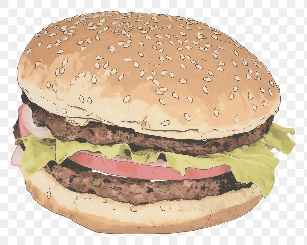 PNG Illustration of burger food hamburger vegetable.