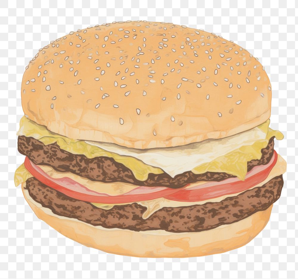 PNG Illustration of burger food hamburger condiment.