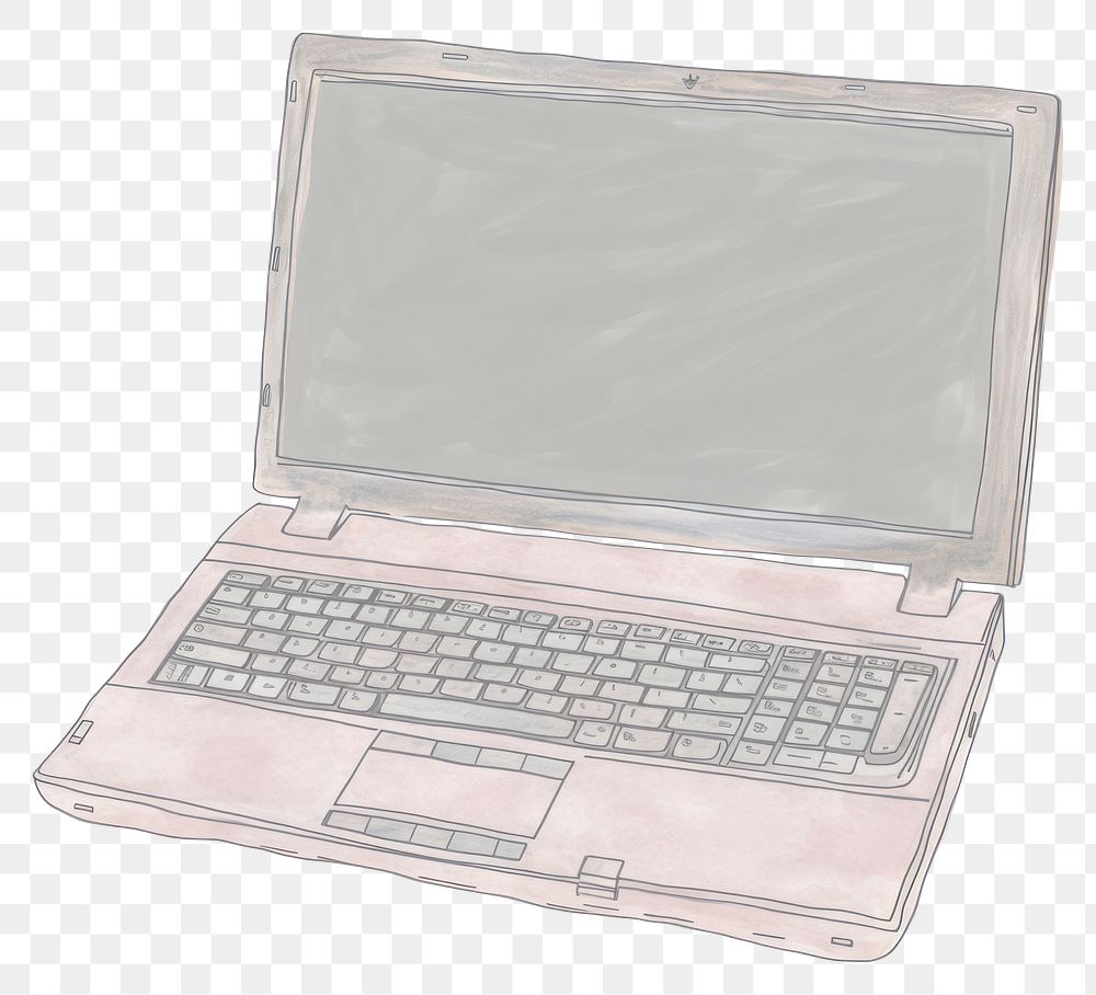 PNG Illustration of laptop computer paper white background.