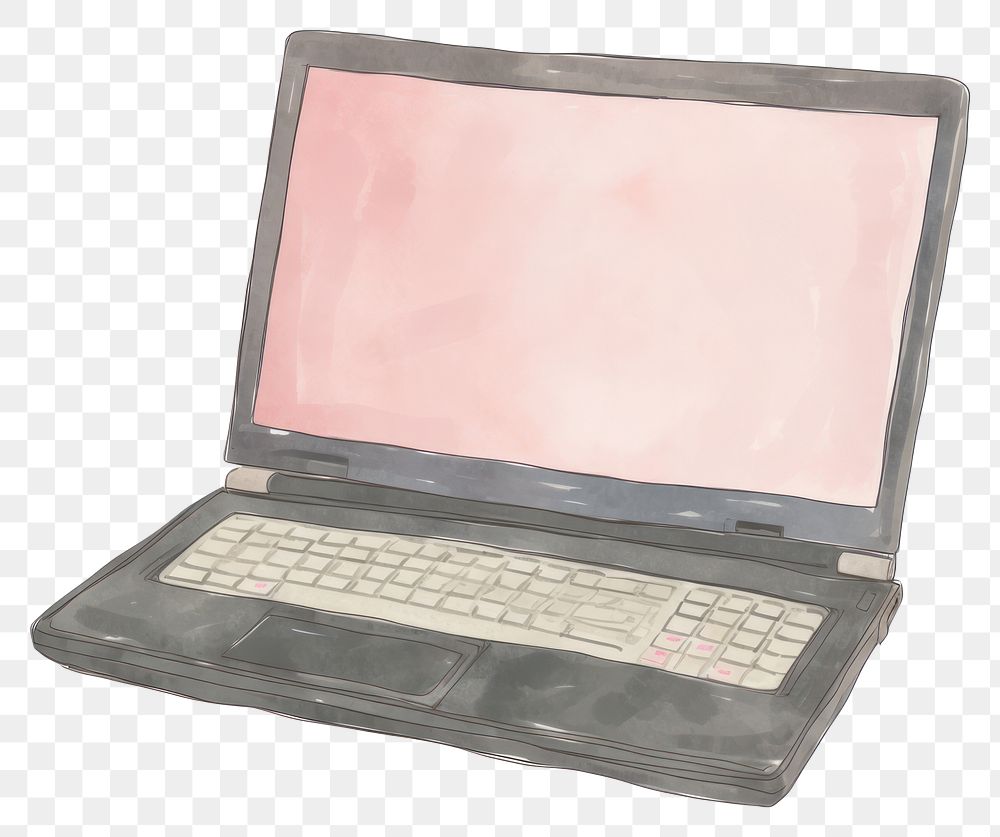 PNG Illustration of laptop computer screen white background.
