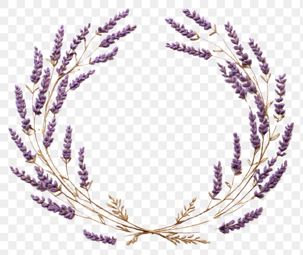 PNG Floral frame embroidery Lavender lavender.