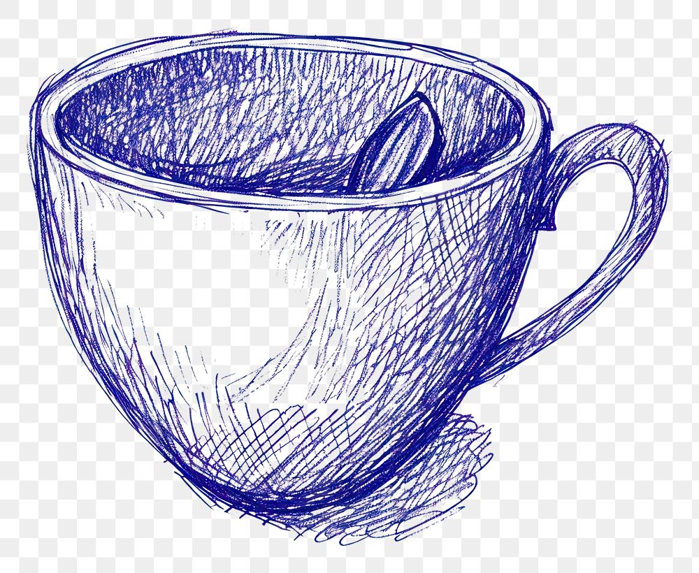 PNG  Drawing coffee cup sketch drink blue.