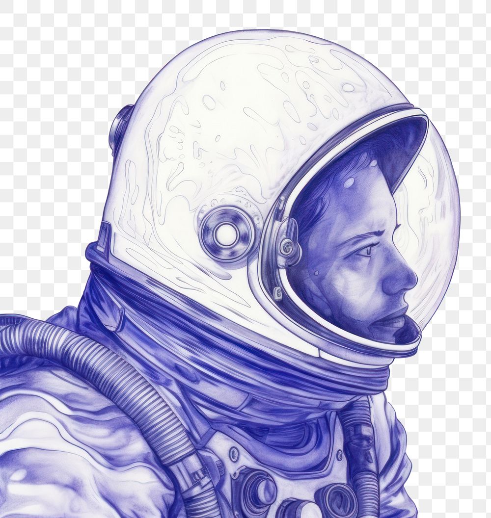 PNG  Drawing astronaut sketch helmet illustrated.