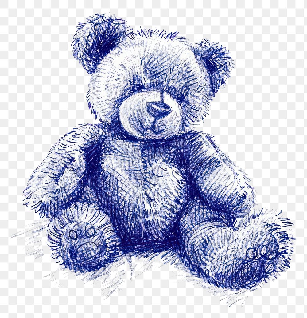 PNG  Drawing teddy bear sketch blue art