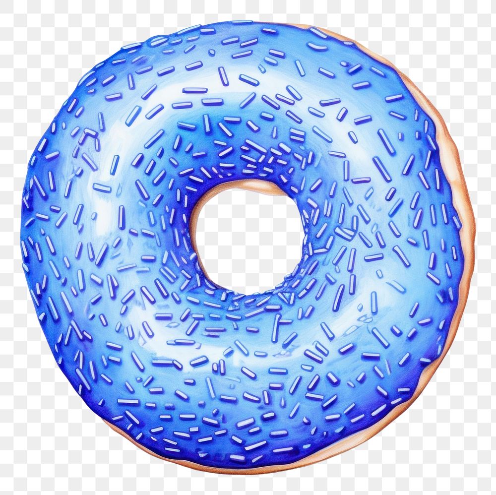 PNG  Drawing donut food blue confectionery.