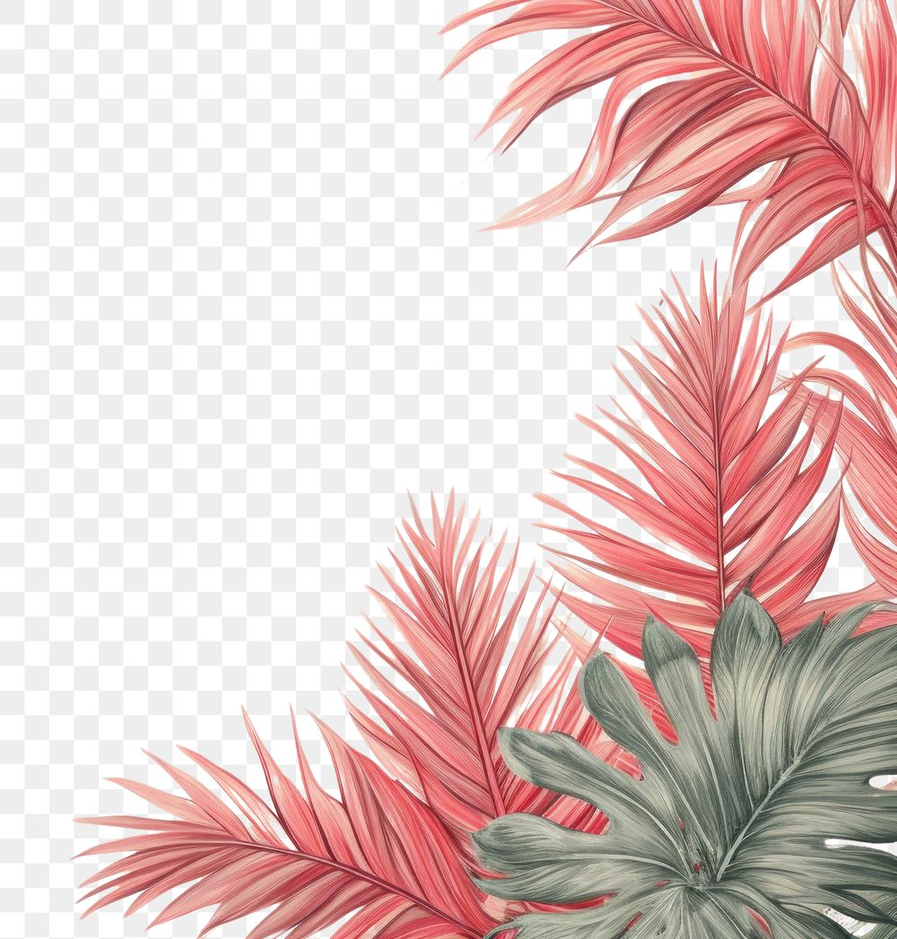 PNG  Realistic vintage drawing of palm leaves border sketch backgrounds pattern