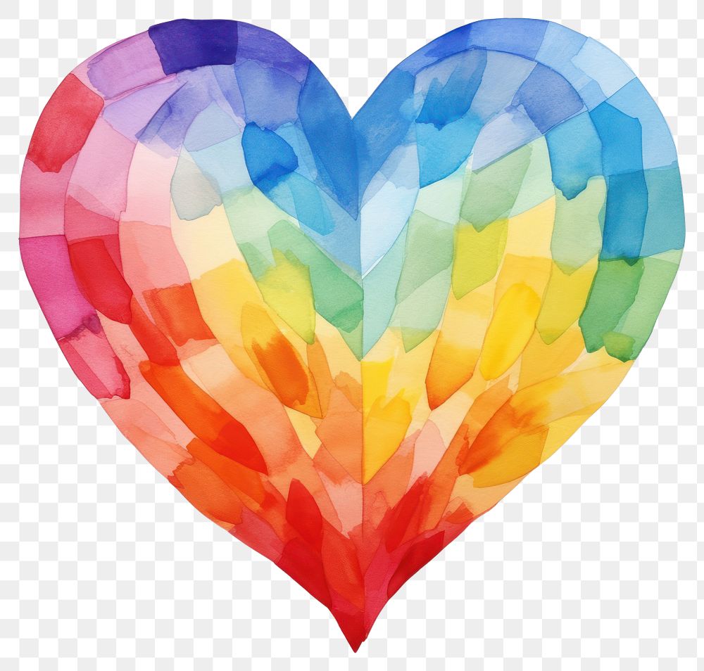 PNG  Heart watercolor rainbow transportation. AI generated Image by rawpixel.