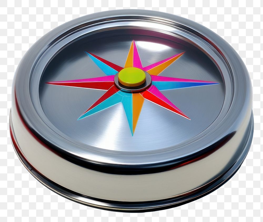 PNG  Surrealistic painting of compass circle hubcap shape.