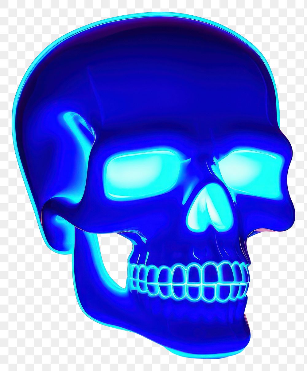 PNG  Surrealistic painting of blue neon skull purple white background photography.