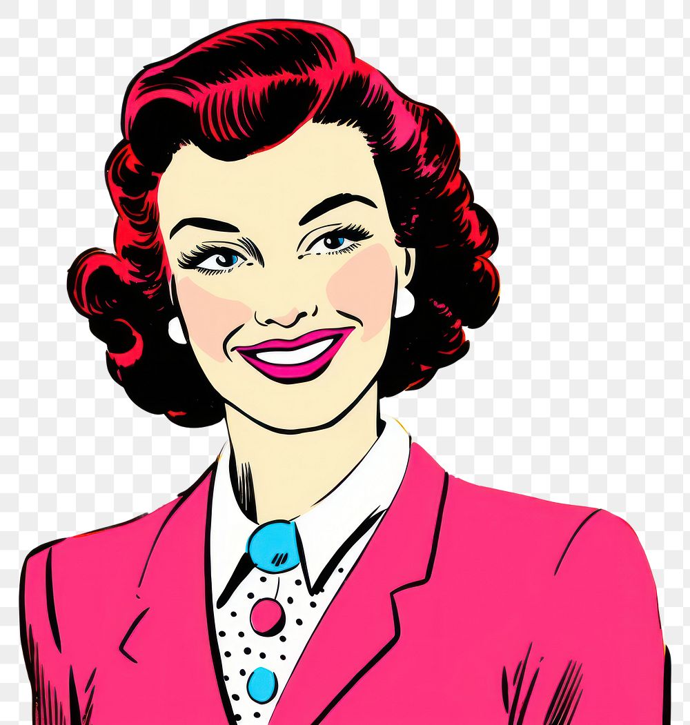 PNG  Comic of business woman smiling portrait drawing adult.