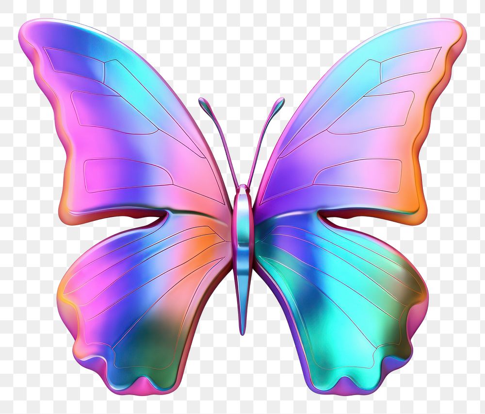 PNG Butterfly icon iridescent animal insect purple.