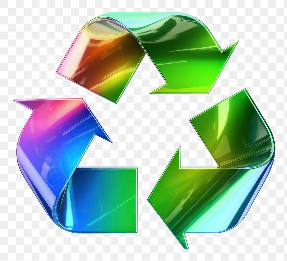 PNG  Recycle icon iridescent white background technology recycling.