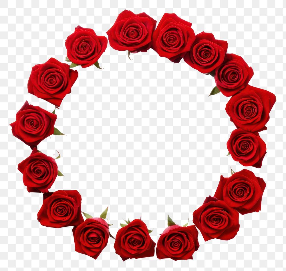 PNG Circle frame red roses flower plant white background.