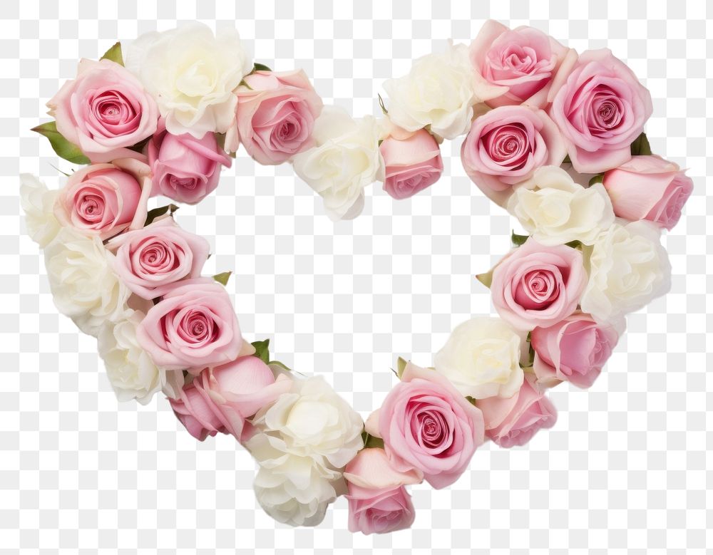 PNG Heart shape frame floral pink roses flower petal plant.