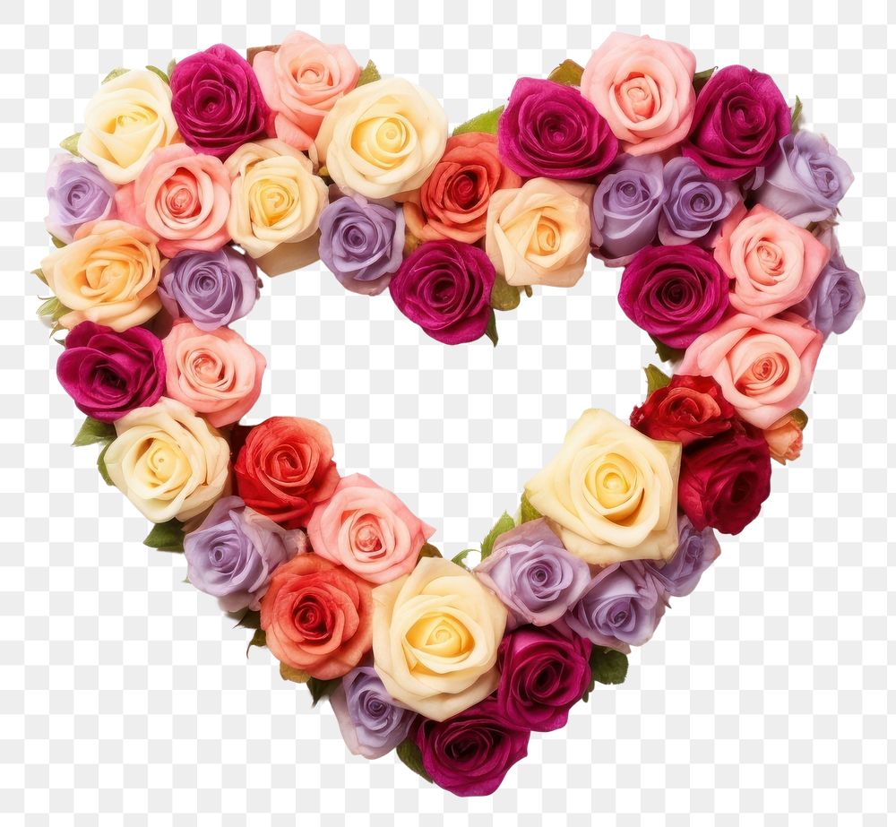 PNG Shape frame floral colorfull roses flower plant heart.