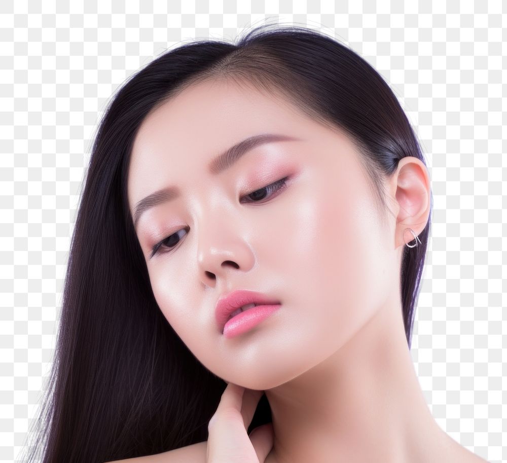 PNG Young beautiful asian in skincare and beauty routine portrait adult contemplation.