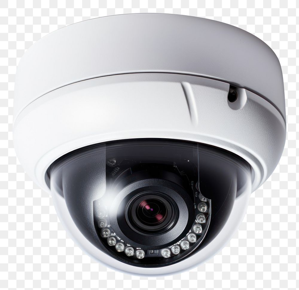 PNG CCTV dome type security white background electronics. AI generated Image by rawpixel.