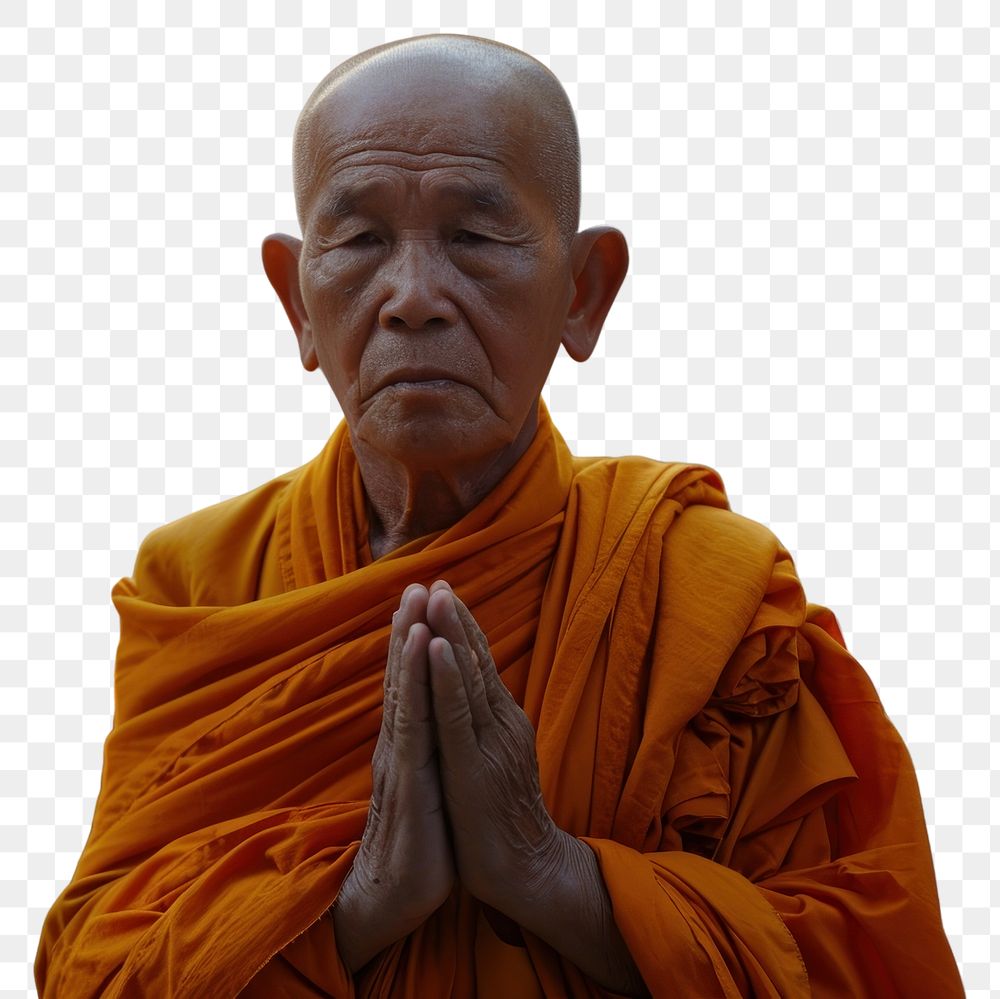 PNG  Buddhist monk in Thailand adult spirituality architecture. AI generated Image by rawpixel.