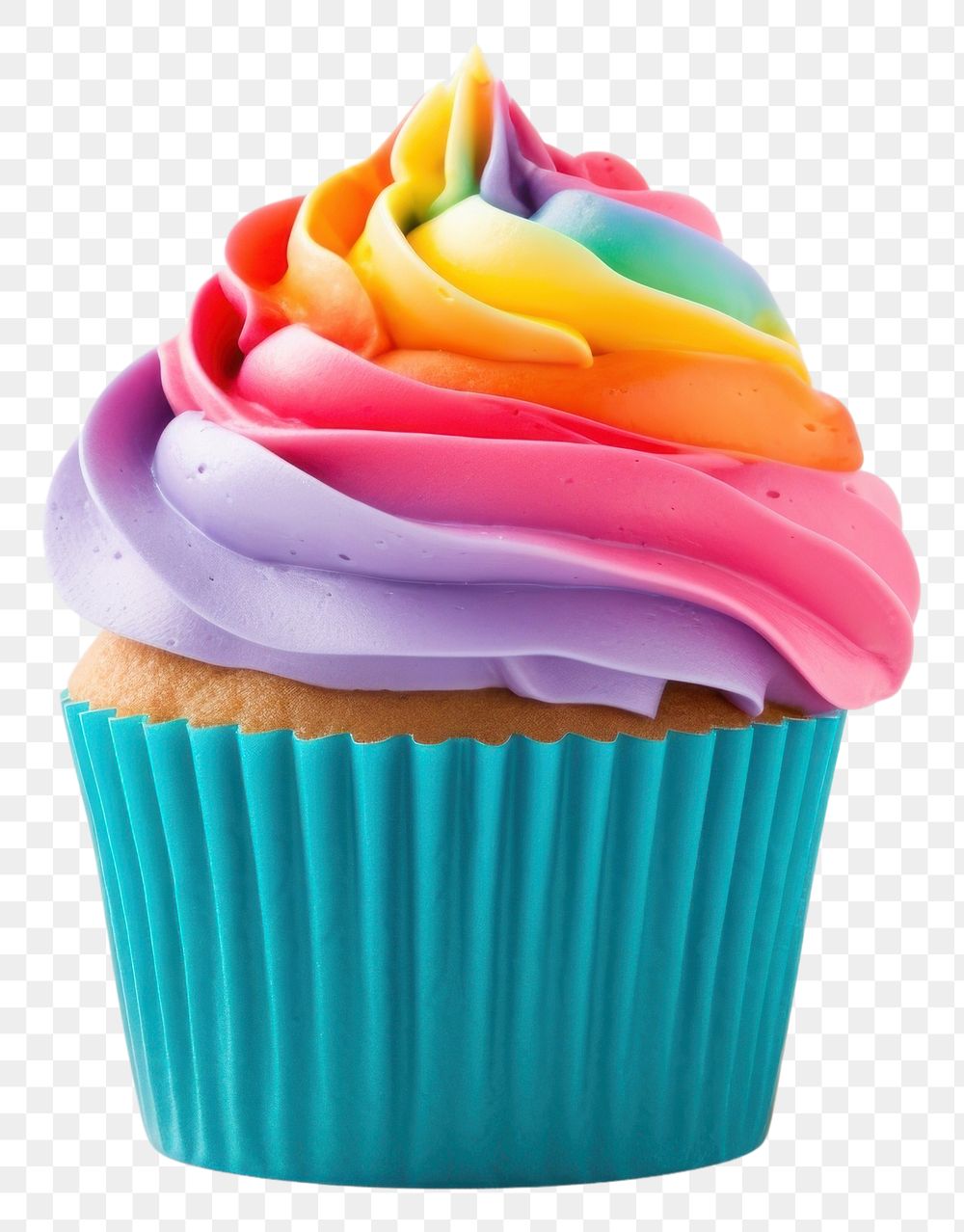 PNG  Rainbow cup cake cupcake dessert icing. AI generated Image by rawpixel.