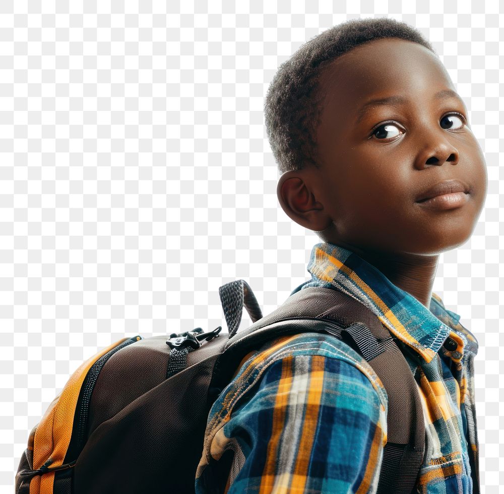 PNG  School kid African portrait backpack child. AI generated Image by rawpixel.