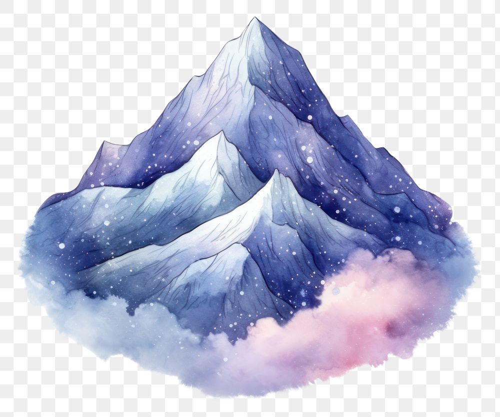 PNG  Mountain in Watercolor style outdoors nature snow.
