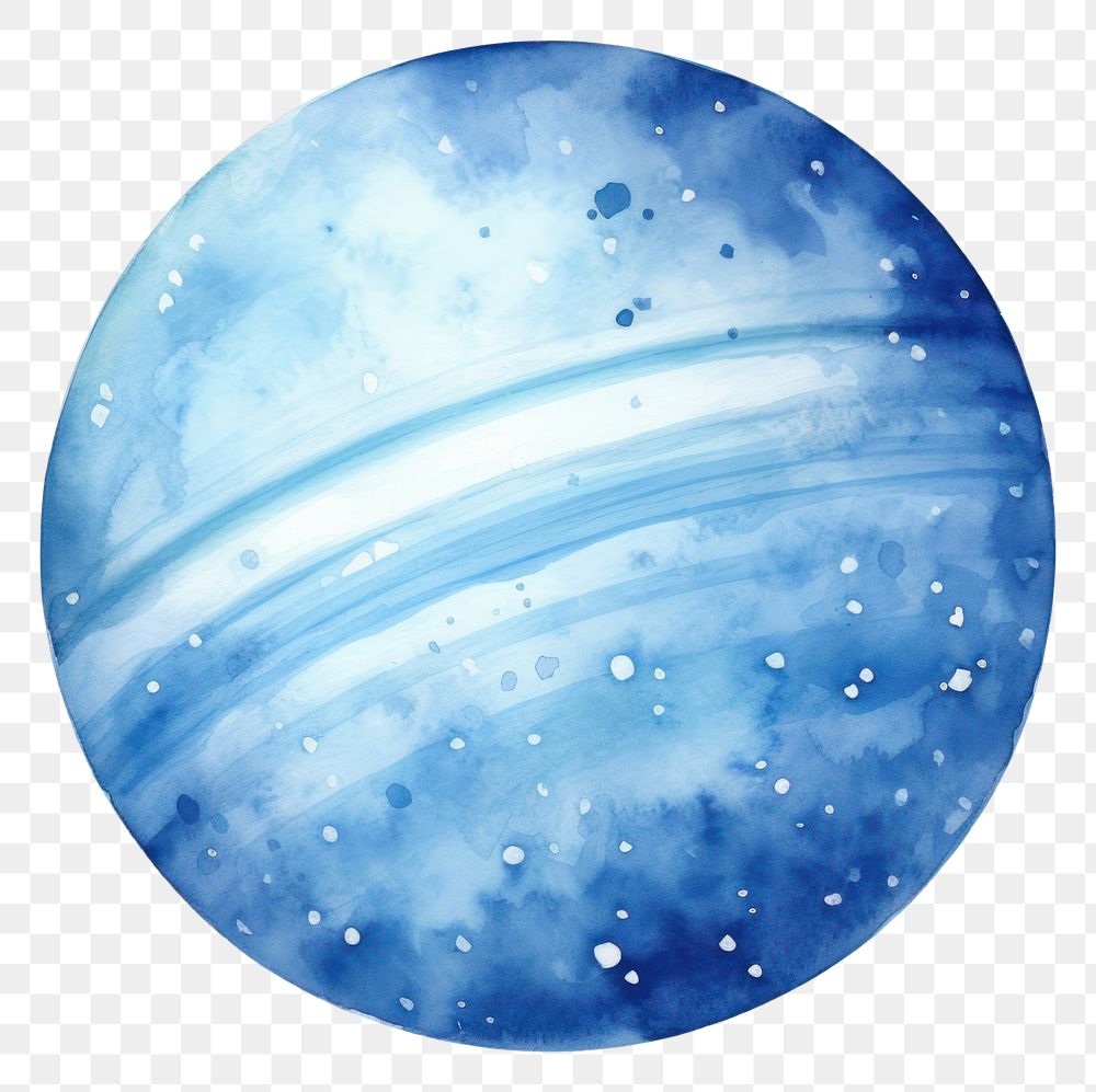 PNG  Neptune in Watercolor style astronomy sphere planet.