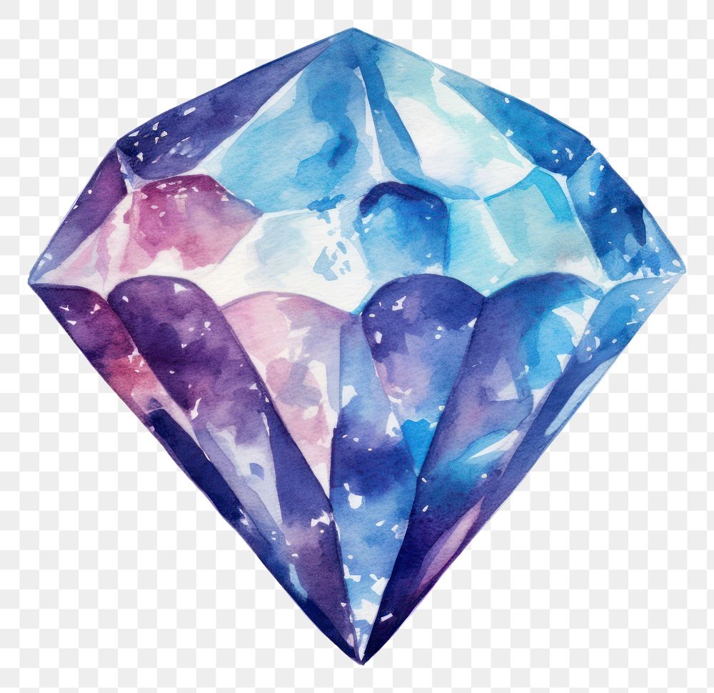 PNG  Diamond in Watercolor style gemstone jewelry white background.