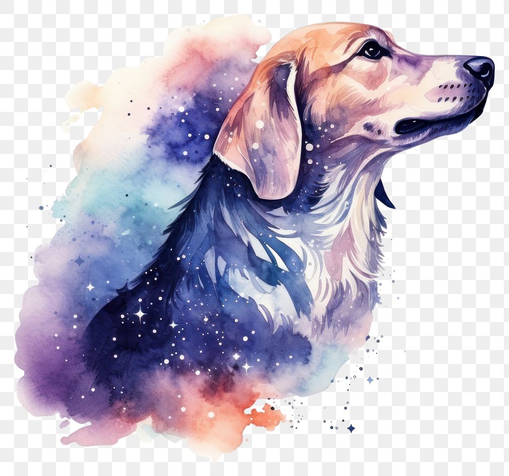 PNG  Dog in Watercolor style painting animal mammal.