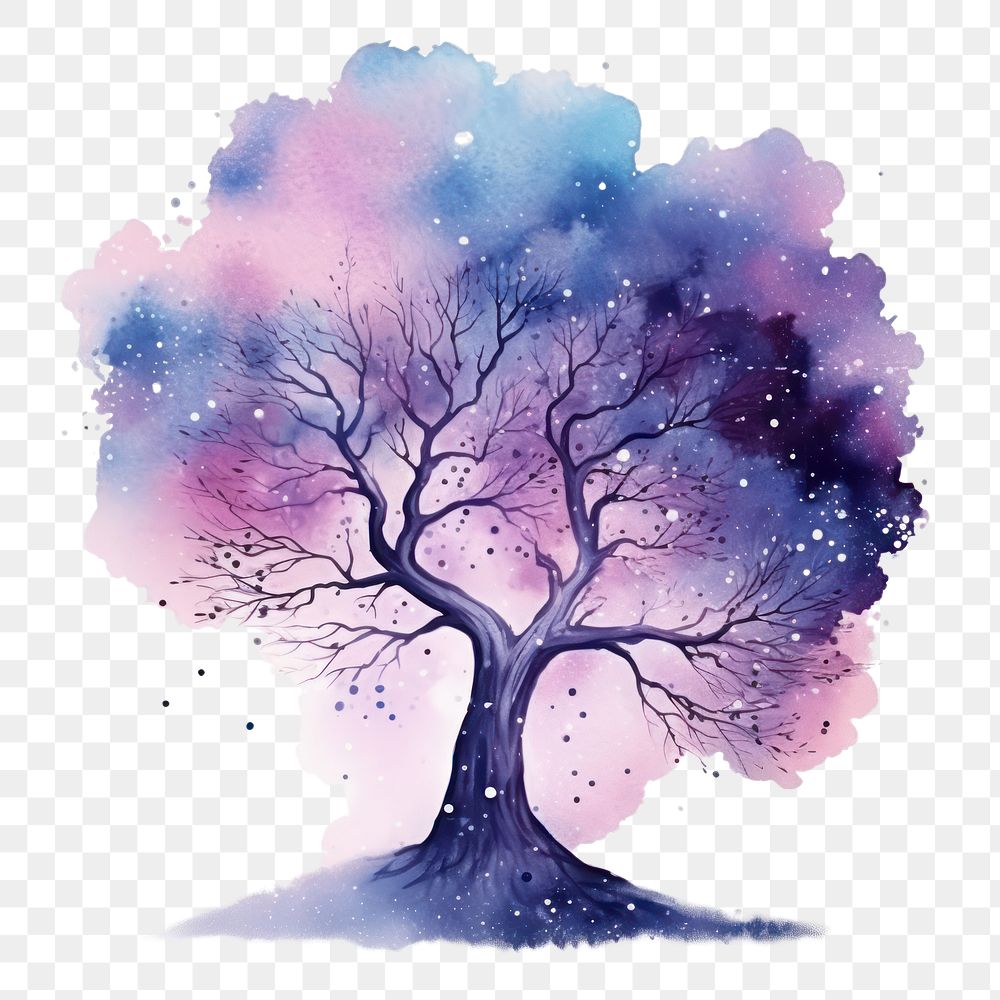 PNG  Tree in Watercolor style painting outdoors drawing.