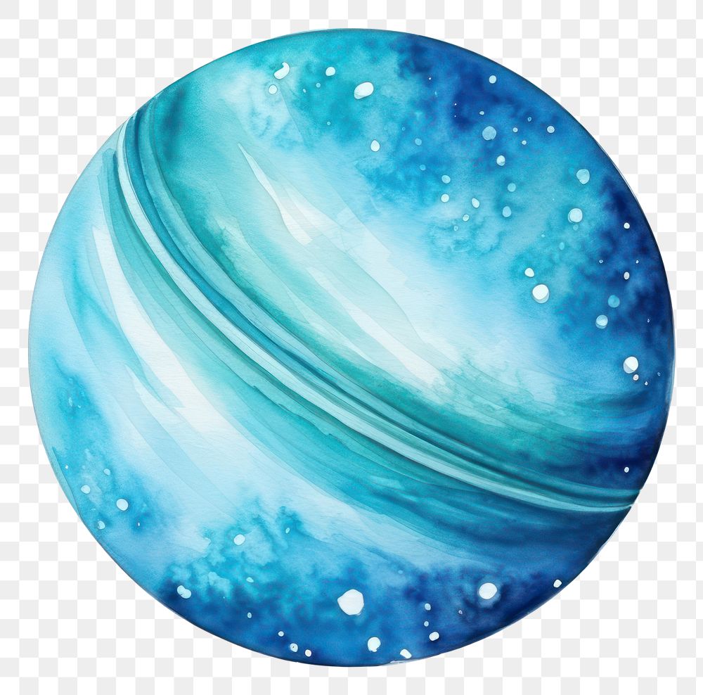 PNG  Uranus in Watercolor style astronomy sphere planet.