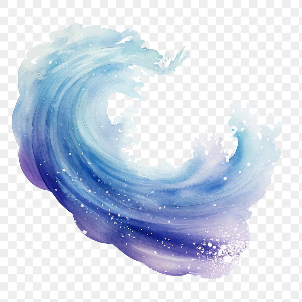 PNG  Wave in Watercolor style galaxy water white background.