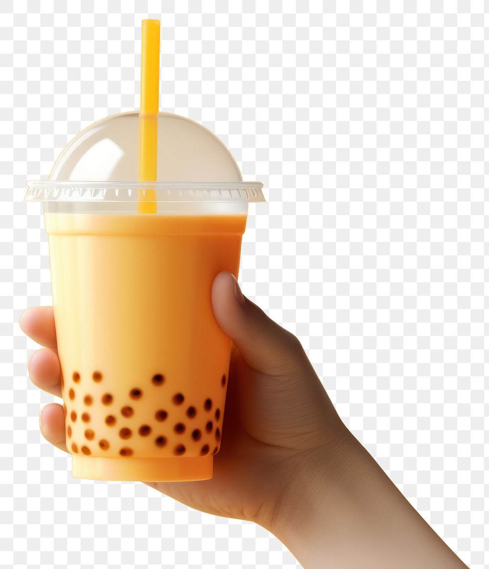 PNG  Hand holding bubble tea drink cup refreshment. AI generated Image by rawpixel.