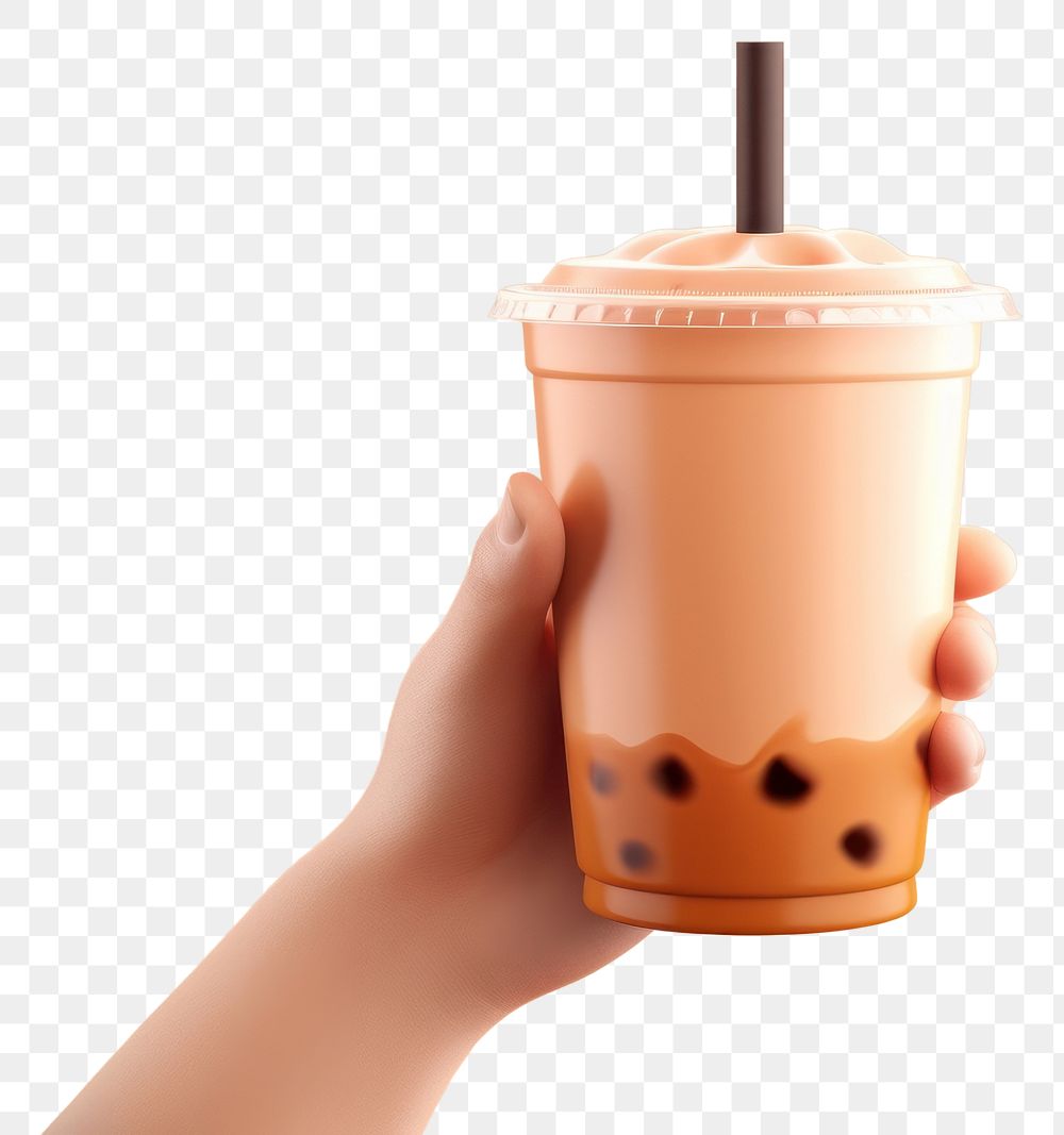 PNG Hand holding bubble tea drink cup refreshment. AI generated Image by rawpixel.