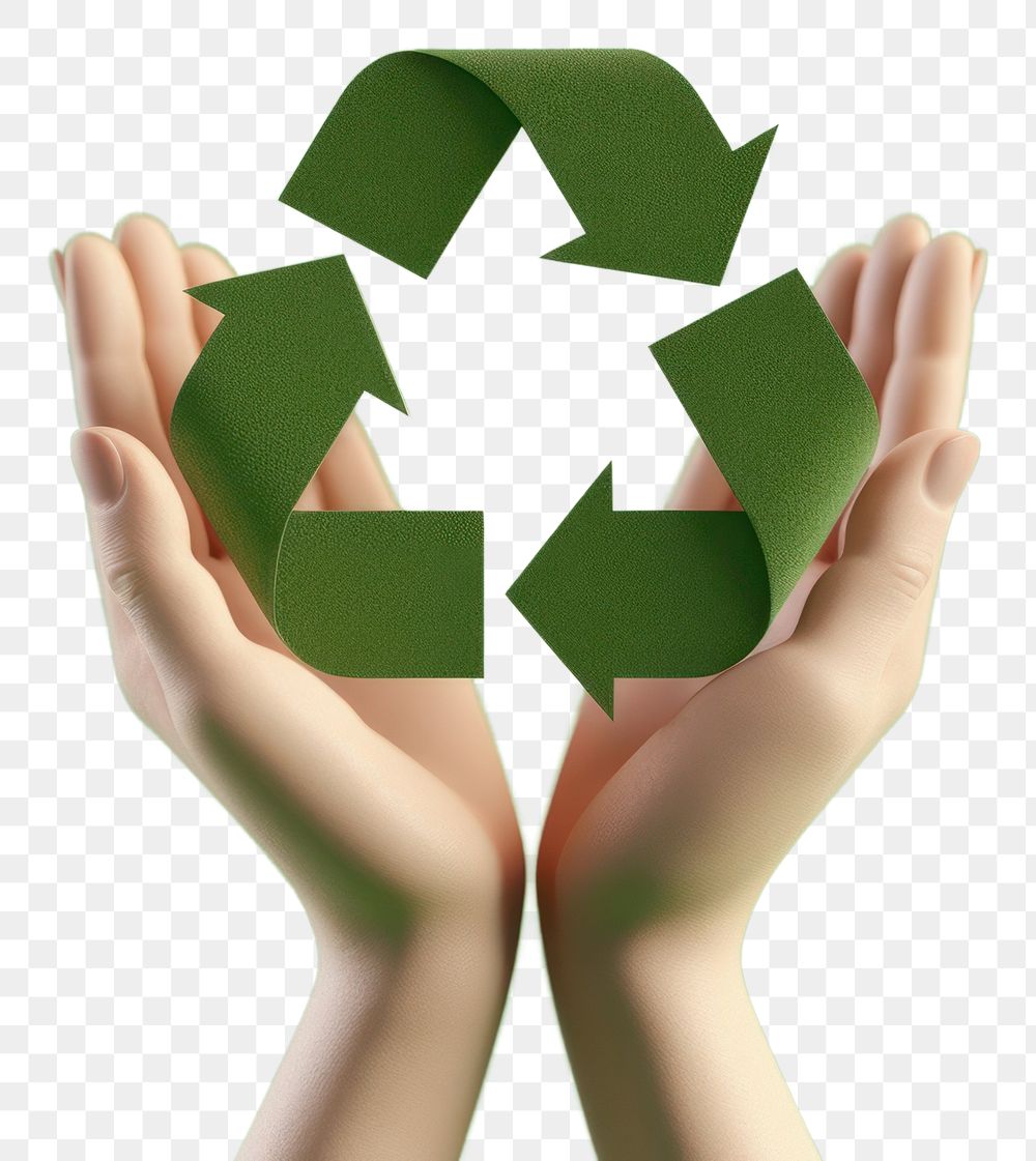 PNG Hand holding recycle icon shape green environmentalist.