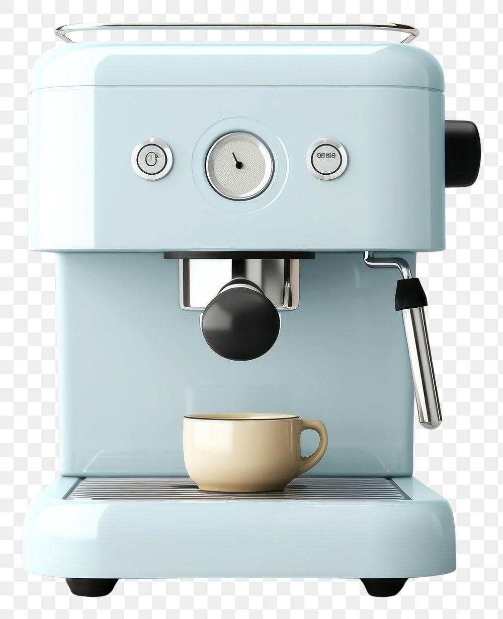 PNG A babyblue minimal beige coffee machine cup coffeemaker technology.